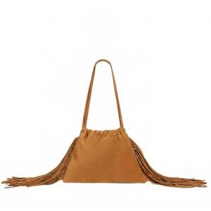 NEW STREETS AHEAD women's diana fringe bag in tan suede